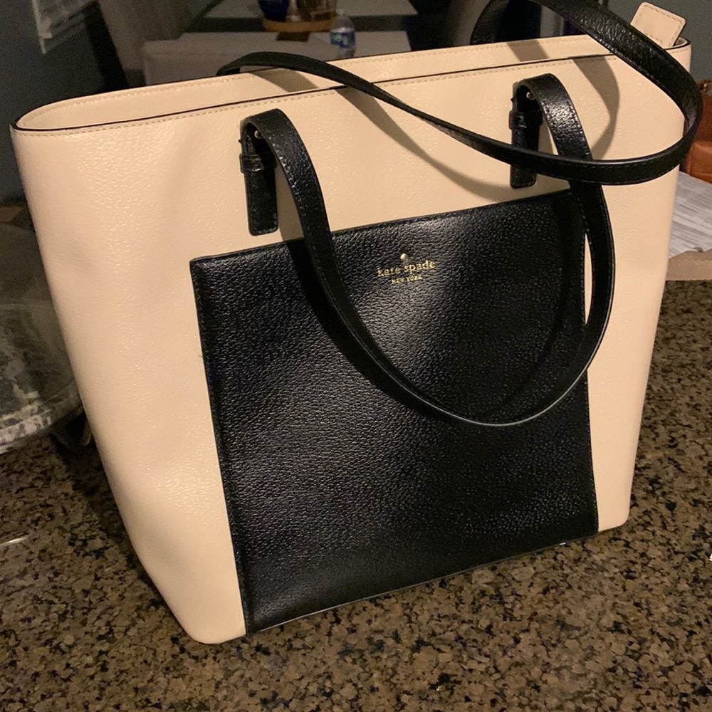 Large cream and black Kate Spade tote